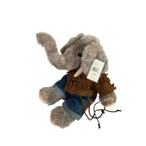New Bear Factory Plush Stuffed Animal Doll Toy Elephant Western Outfit Jeans Fri